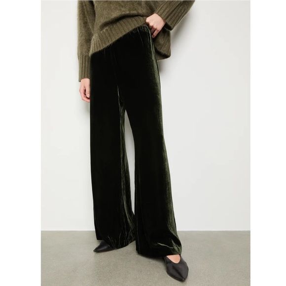 La Ligne Sabine Pant NWT Olive green Velvet Wide Leg High Rise - Picture 1 of 5